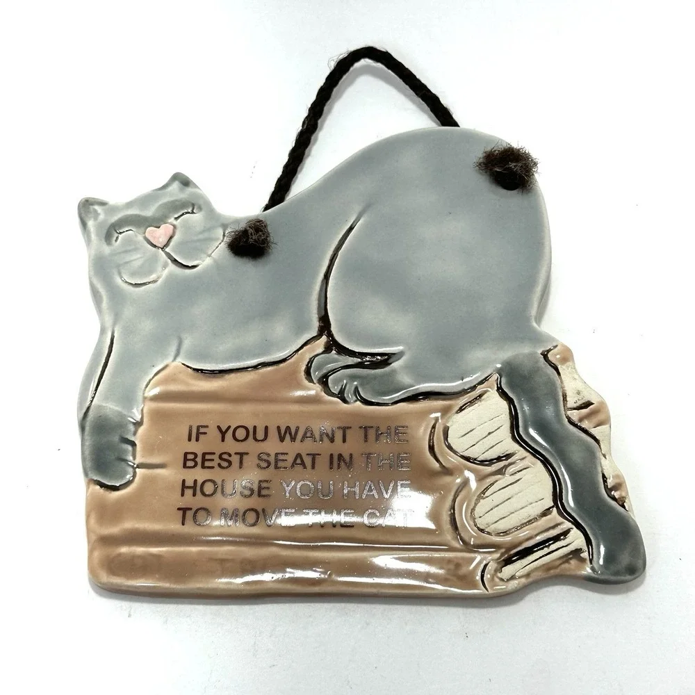 VTG 1994 Smoky Mountain Pottery Cat Wall Plaque 